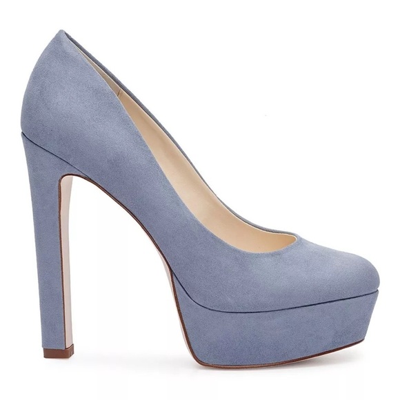 JESSICA SIMPSON Nellah Ash Blue High Heel Platform Pumps Size 8 - Picture 1 of 9